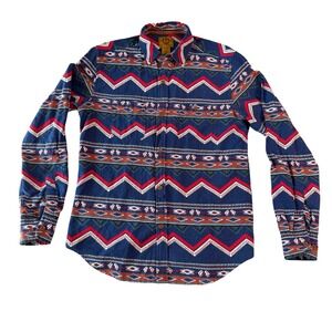 Aztec Stapleford Flannel Shirt Mens XS Blue Red Excellent Southwestern Geometric